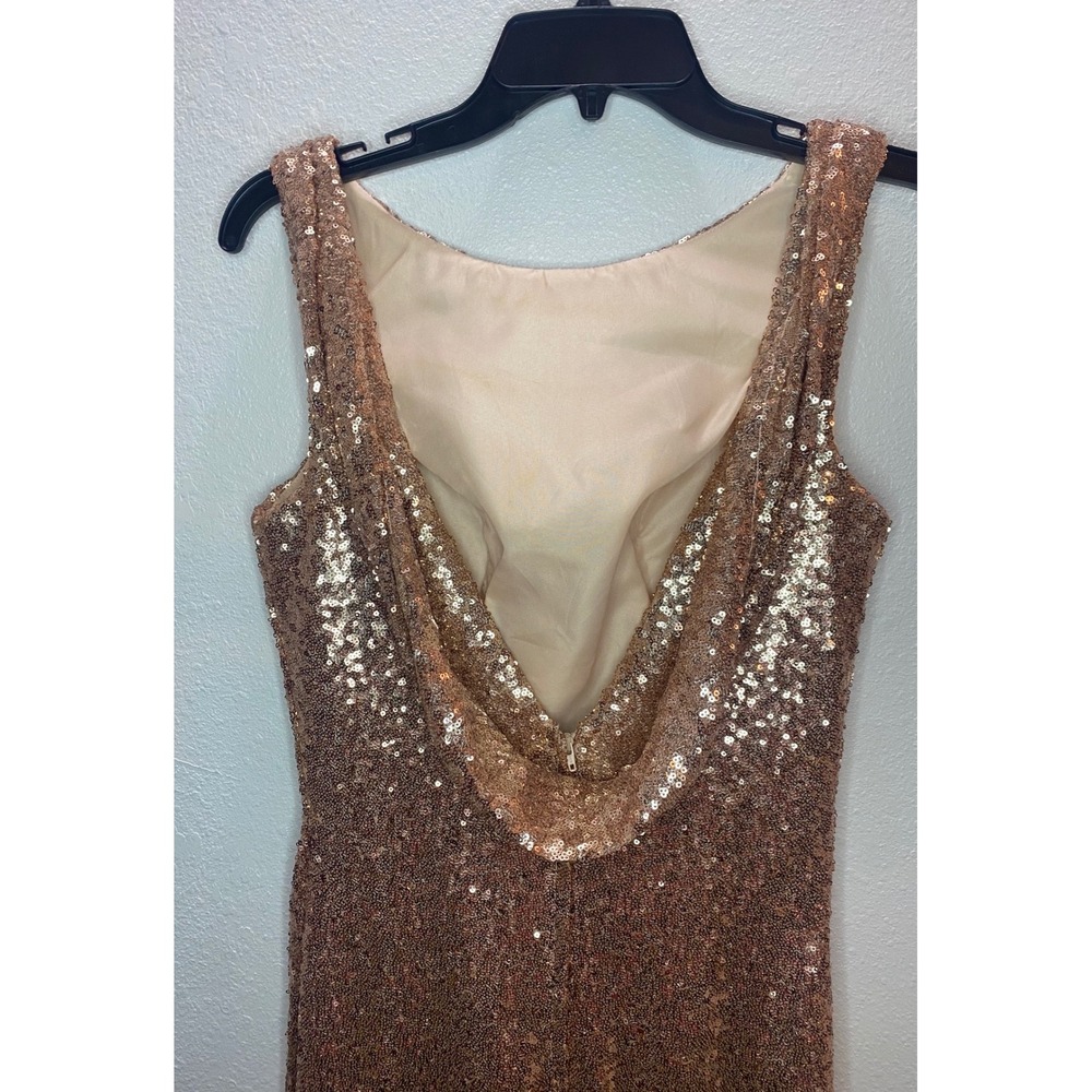 Christina Wu Celebration Rose Gold Sequin Formal Gown Size 4 Evening Prom Dress - Picture 8 of 10